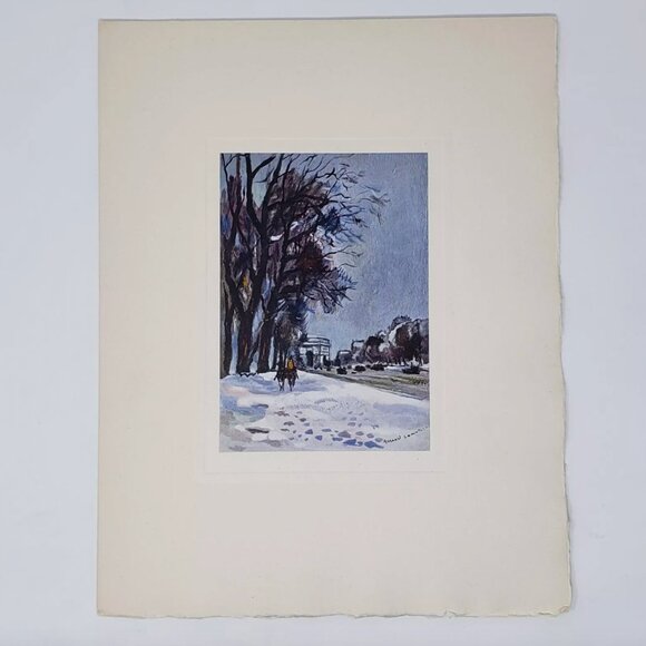 Extra Large Vintage Christmas Greeting Card Unused W/ Envelope Avenue Du Bois - Picture 2 of 8